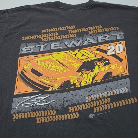 Vintage NASCAR Tony Stewart The Home Depot Racing T-Shirt Size XL Black Y2K 2004 - Picture 2 of 8